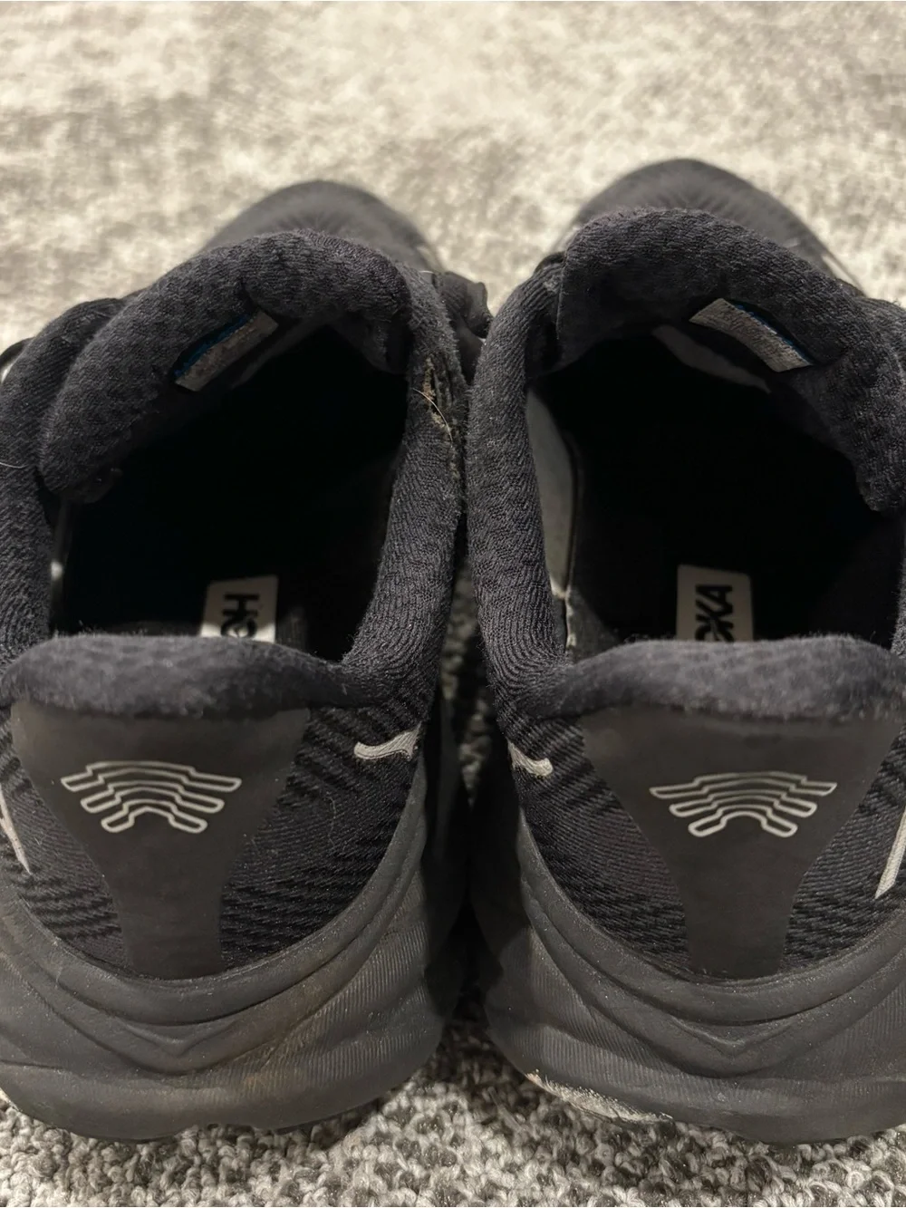 Hoka One Black Athletic Running Shoes with Reflective Accents